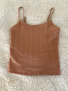 American Eagle Outfitters Rust-Colored Ribbed Spaghetti Strap Tank
